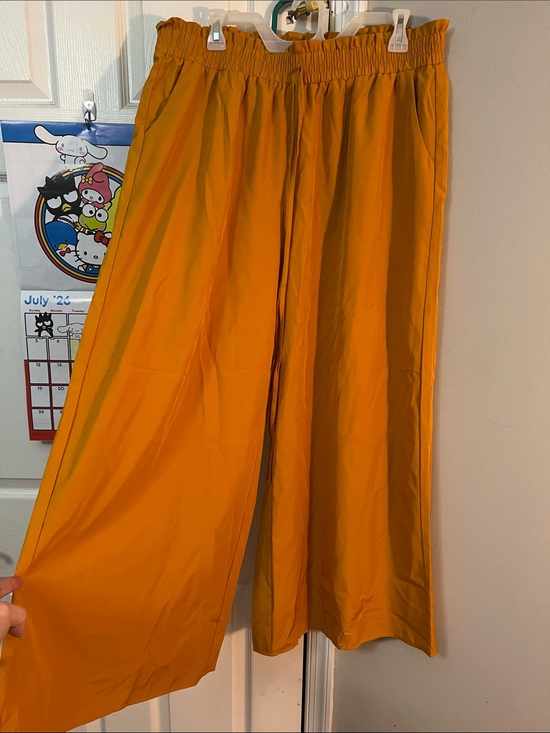 SHEIN Pants - SHEIN Wide Leg Elastic Waist Pants in Mustard Yellow
